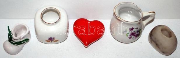 Vegyes porcelán tétel összesen 4 db és egy kő mini váza