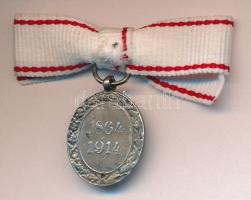 1914. "Vörös Kereszt Ezüst Díszérme hadidíszítménnyel" miniatűr női csokorszalagon T:2
Hun...