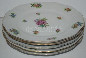 5 db kézzel festett  Eton-mintás jelzett Herendi porcelán süteményes tányér,  Handpainted Herend chi...