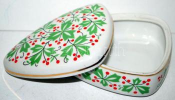 Hollóházi ékszeres doboz,  matricás, jelzett, hibátlan, h:13 cm
