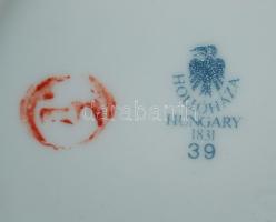 Hollóházi ékszeres doboz,  matricás, jelzett, hibátlan, d:8 cm