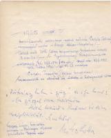 1965 Mikes Lilla színművésznő sajátkezű írása és aláírása papírlapon, hátoldalán Rózsa László újságí...