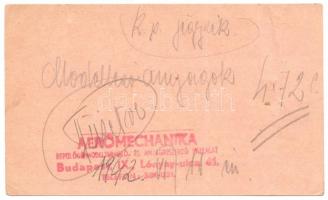 1942 Budapest IX. aeromechanika bolt reklámnyomtatvány