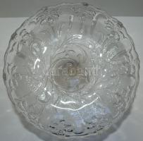 Gazdagon díszített üveg kínáló, hibátlan, d:22 cm, m:16 cm