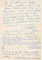 1956 Bozsó János festőművész és műgyüjtő sajátkezű aláírása papírlapon+Kiss Ferenc szinművész írása ...