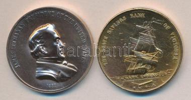 Ausztrália / USA 1970. "James Cook" + "James Buchanan" emlékérmék T:2,2-
Austral...