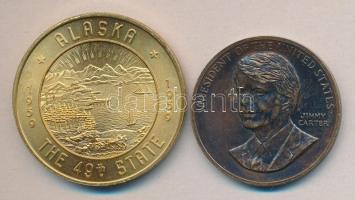 Amerikai Egyesült Államok 1959-1977. "Jimmy Carter" + "Alaska" emlékérmék T:2
US...