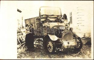 K.u.K. military, soldiers in a Saurer truck, photo