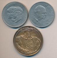 Nagy-Britannia 1965-1981. 1C "Churchill" + 25p "Lady Diana és Károly herceg" + "VIII. Henry" emlékérem T:2 Great Britain 1965-1981. 1 Crown "Churchill" + 25 New Pence "Lady Diana and Prince Charles" + "Henry VIII" commemorative medallion C:XF