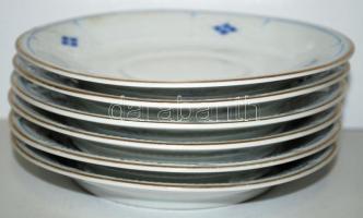 Csészealj 6 db, jelzettek csehszlovák, egyiken lepattanás, d:15 cm