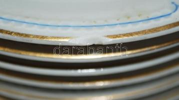 Csészealj 6 db, jelzettek csehszlovák, egyiken lepattanás, d:15 cm