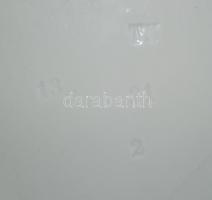 Áttört füles kínáló tál, jelzett, kézzel festett hibátlan, kicsit kopott, h:32 cm