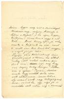 1884 Keméndy Jenő festőművész saját kézzel írt levele Münchenből, melyben beszámol a Szomorú búcsu c...