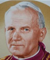 II. János Pál pápa fali csempe, jelzett J. Felbermair, 15×15 cm