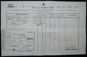 1856 Vasúti fuvarlevél Pest-Lisa / Railway bill of freight