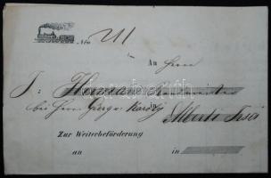 1856 Vasúti fuvarlevél Pest-Lisa / Railway bill of freight