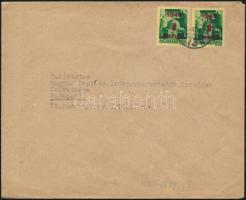 1945 Inflation cover, (2. díjszabás) Helyi levél 2x Kisegítő (I.) 1P/1P bérmentesítéssel