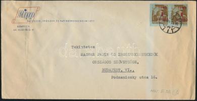 (2. díjszabás) Helyi levél 2x Kisegítő (I.) 1P/80f bérmentesítéssel, 1945 Inflation cover