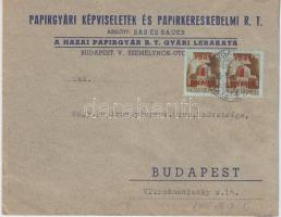 1945 Inflation cover, (2. díjszabás) Helyi levél 2x Kisegítő (I.) 1P/80f bérmentesítéssel