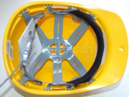 Venitex márkájú munkavédelmi sisak sárga színben, leírással, új állapotban, 53-63 cm