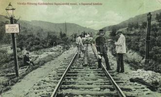 Váralja-Hátszeg-Karánsebes cogwheel railway, starting point of the rag rail / fogaskerekű vonal, a fogasrúd kezdete (fl)