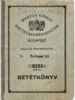 M. Kir. Postatakarékpénztár Betétkönyve 1939-től