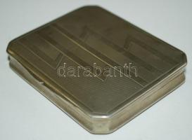 Art-deco ezüst cigarettatartó, jelzett, belül "Fiume, agosto 1934" felirattal, 7×6 cm s:53...