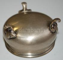 Ezüst fűszertartó, jelzett, üveg nélkül, d:5 cm, m:3 cm, s:42 gr