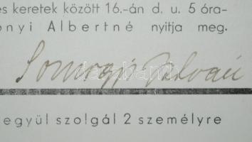 1936 Somogyi István festőművész saját kezű aláírása kiállítási meghívóján