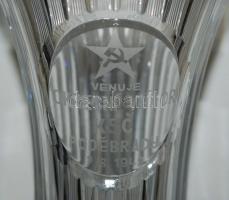 1949 Távgyalogló által kapott ólomkristály győzelmi serleg, csiszolt, metszett, csehszlovák feliratt...