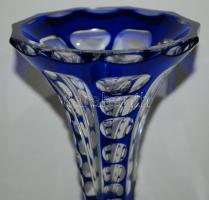 Ezüst talpas, kobalt kék, kristály kehely, jelzett, hibátlan, m:20 cm, d:9 cm
