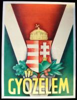 cca 1942 "Győzelem" II. világháborús propaganda falragasz modern reprodukciója, 39x29,5cm