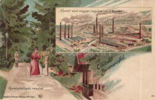 1898 Nagybocskó glass factory, Gyertyánliget litho (EK)