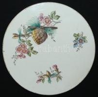 1814 Kézzel festett porcelán alátét /  Hand painted porcelain plate, d: 15cm