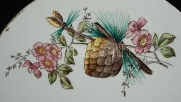 1814 Kézzel festett porcelán alátét / 
Hand painted porcelain plate, d: 15cm