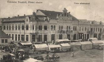 Técső Main square, Market, Hotel Korona