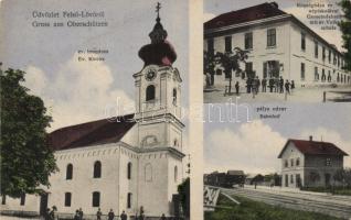 Felsőlövő railway station, County Hall, Evangelist church and school (EB)