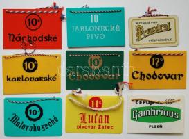 Cseh sörök műanyag és fém táblái 9 db / Czech beers metal and plastic signs 9 labels