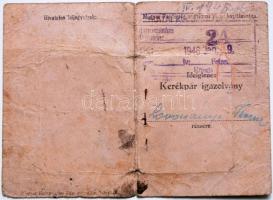 1946 Kerékpár igazolvány leventesapkás fiú részére