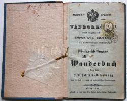 1850-1860 Vándorkönyv magyar rézműves részére bejegyzésekkel, 6kr CM okmánybélyeggel / Wander book