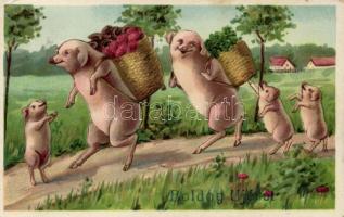 New year, pig family litho (EK)