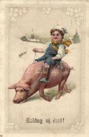 New year, pig, boy, litho (EK)