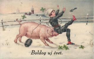 New year, pig, chimney sweeper