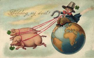 New year, pig, dwarf, Earth, litho