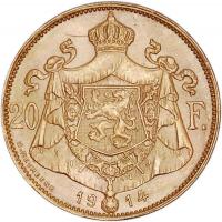 Belgium 1914. 20Fr Au "I. Albert király" (6.46g/0.900) T:1- apró ph.
Belgium 1914. 20 Fran...