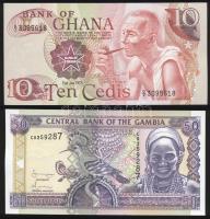 Ghána 1978. 10C + Gambia 50D T:I,I- Ghana 1978. 10 Cedi + Gambia 50 Dalasis C:Unc,AU