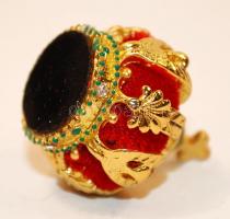 Stilizált korona miniatűr aranyozott fém  eredeti ékszerdobozban / Mini copy of the royal crown