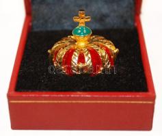Stilizált korona miniatűr aranyozott fém  eredeti ékszerdobozban / Mini copy of the royal crown