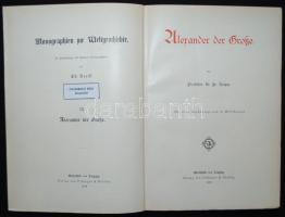 Friedrich Koepp: Alexander der Große. Mit einer Kunstbeilage und 85 Abbildungen (Monographien zur Weltgeschichte IX) Bielefeld-Leipzig, 1899, Velhagen & Klasing. Kiadói aranyozott egészvászon sorozatkötésben, jó állapotban / Gold plated linen binding, good condition