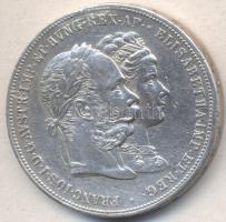 Ausztria 1879. 2G Ag "I.Ferenc József és Erzsébet királynő-Ezüstlakodalom" T:2- Fny. Austria 1879. 2 Gulden Ag "Franz Joseph and Elisabeth - Silver Jubilee" C:VF ear mark